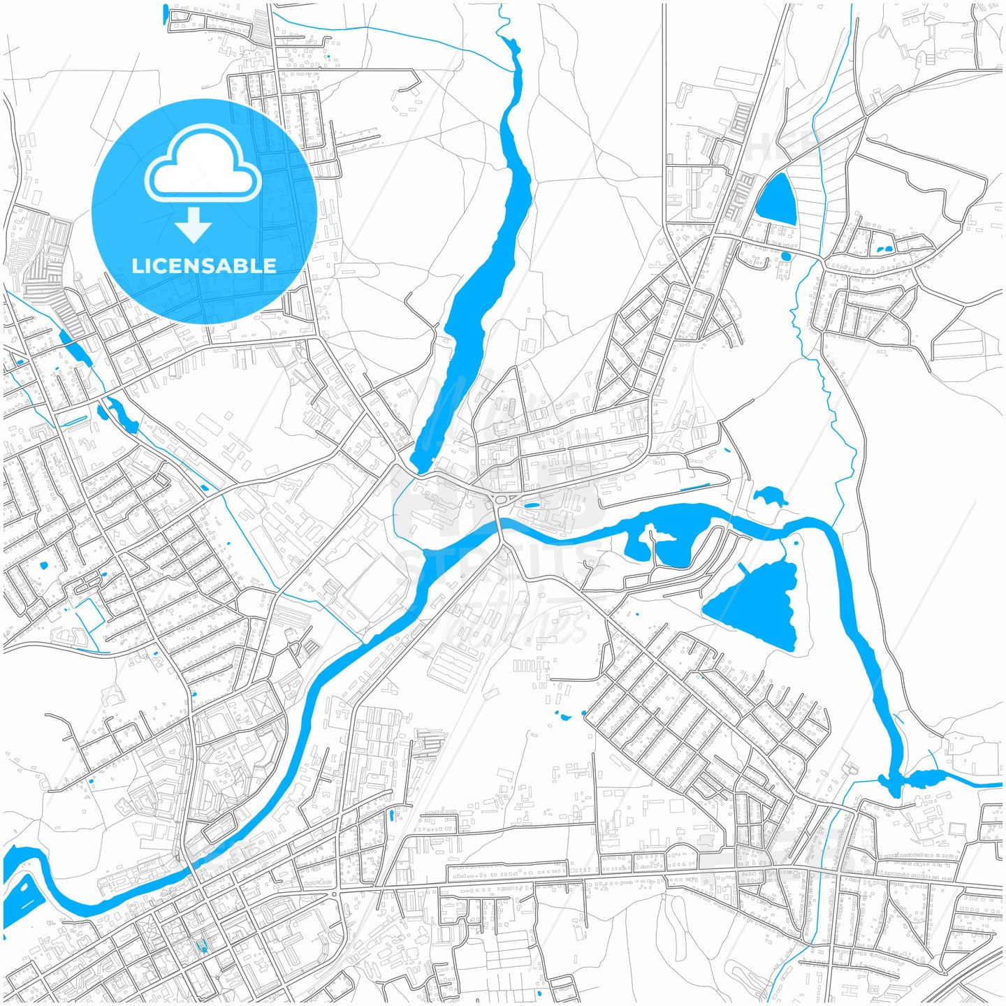 Noginsk, Moscow Oblast, Russia, city map with high quality roads.