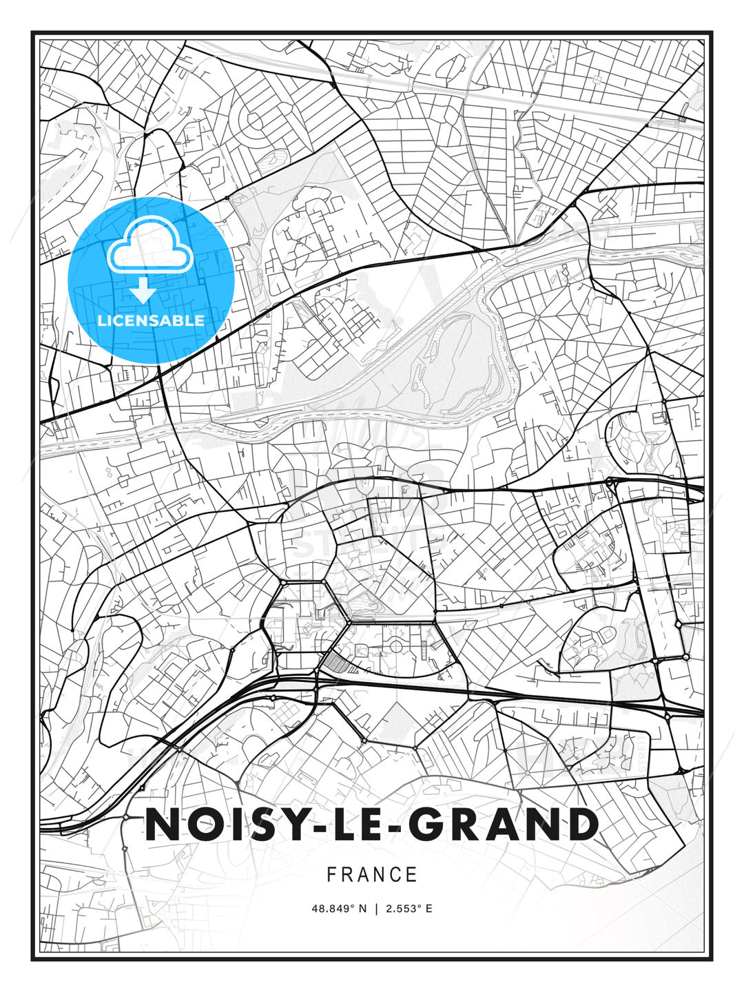 Noisy-le-Grand, France, Modern Print Template in Various Formats - HEBSTREITS Sketches