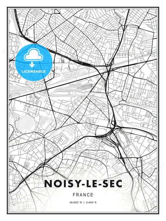Noisy-le-Sec, France, Modern Print Template in Various Formats - HEBSTREITS Sketches