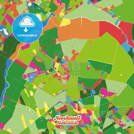 Noordenveld, Netherlands Crazy Colorful Street Map Poster Template - HEBSTREITS Sketches