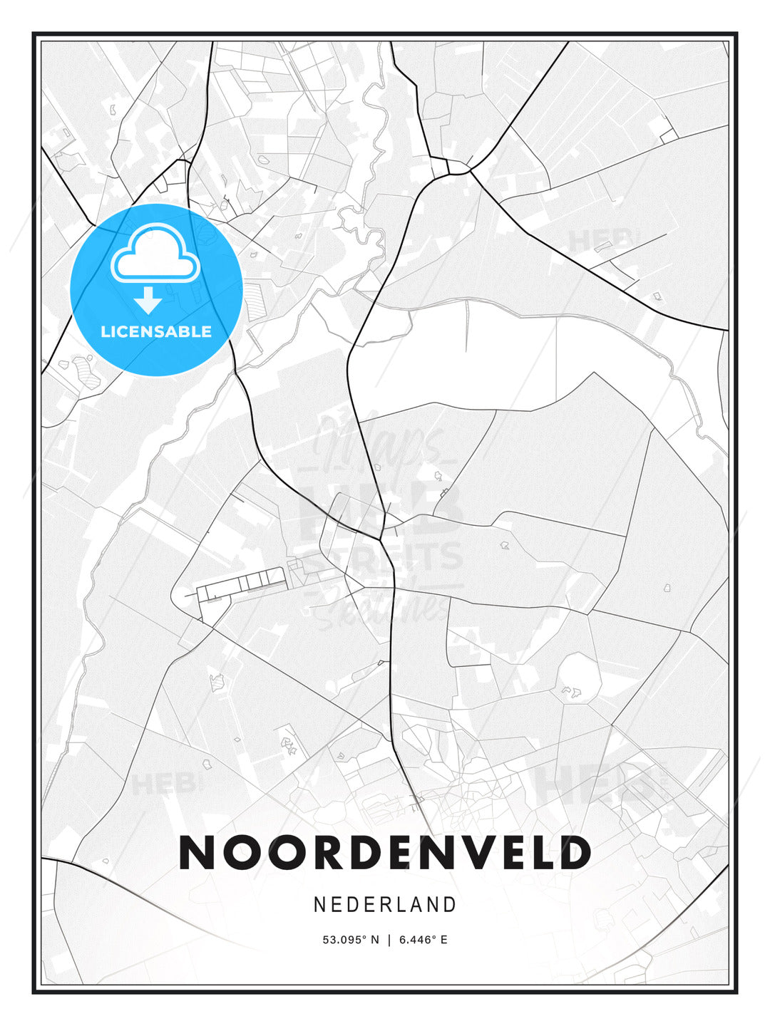 Noordenveld, Netherlands, Modern Print Template in Various Formats - HEBSTREITS Sketches