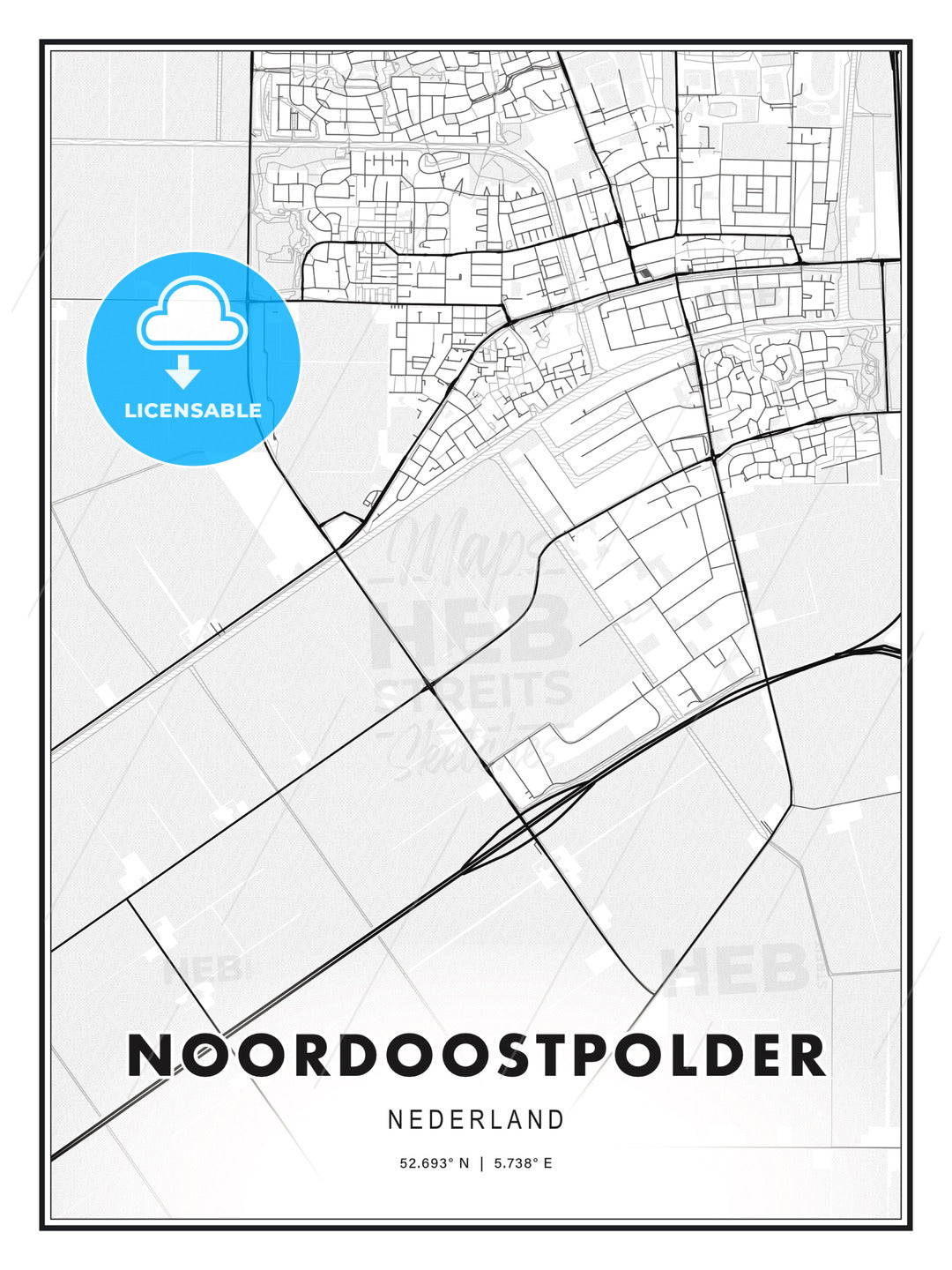 Noordoostpolder, Netherlands, Modern Print Template in Various Formats - HEBSTREITS Sketches