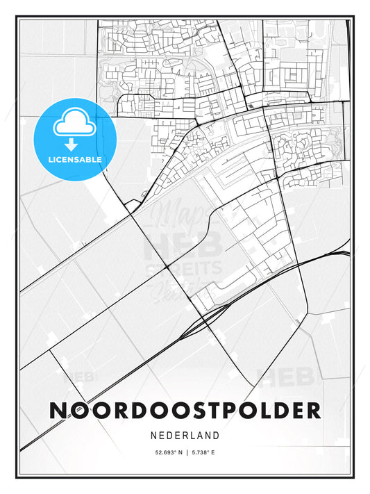 Noordoostpolder, Netherlands, Modern Print Template in Various Formats - HEBSTREITS Sketches