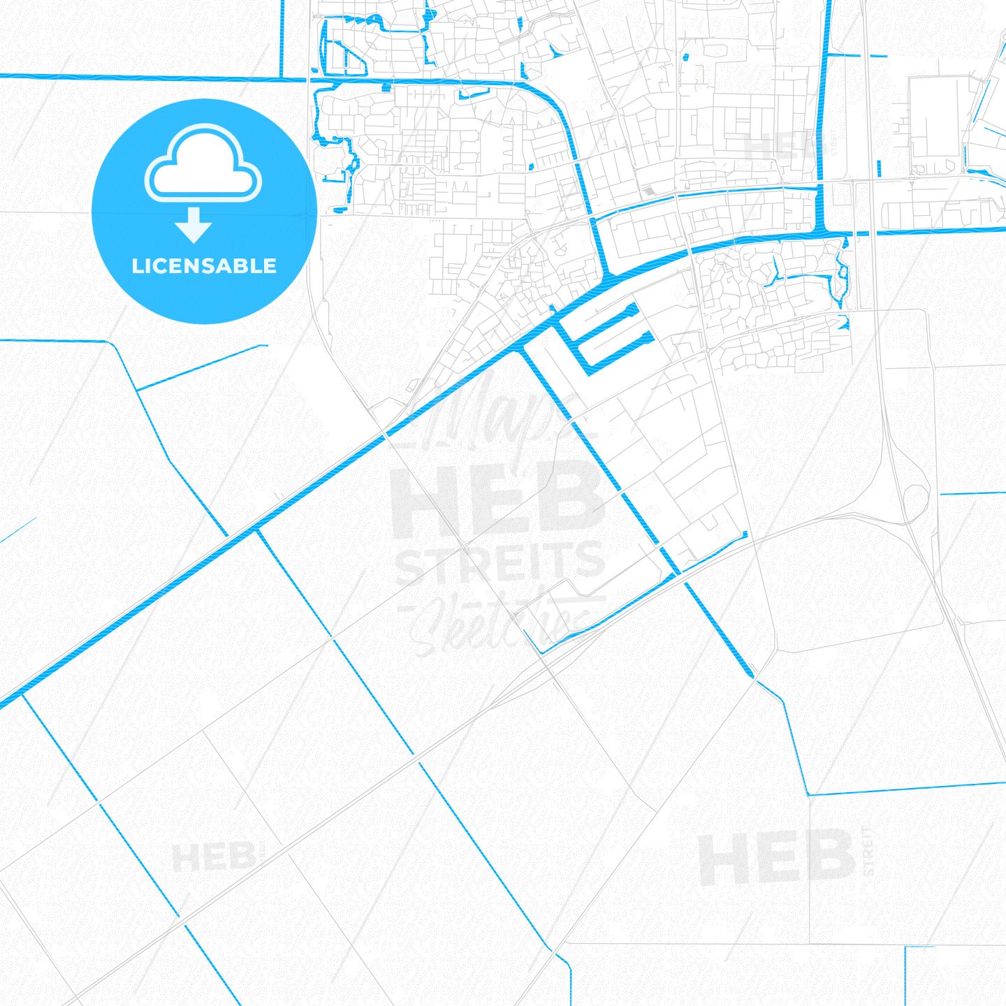 Noordoostpolder, Netherlands PDF vector map with water in focus