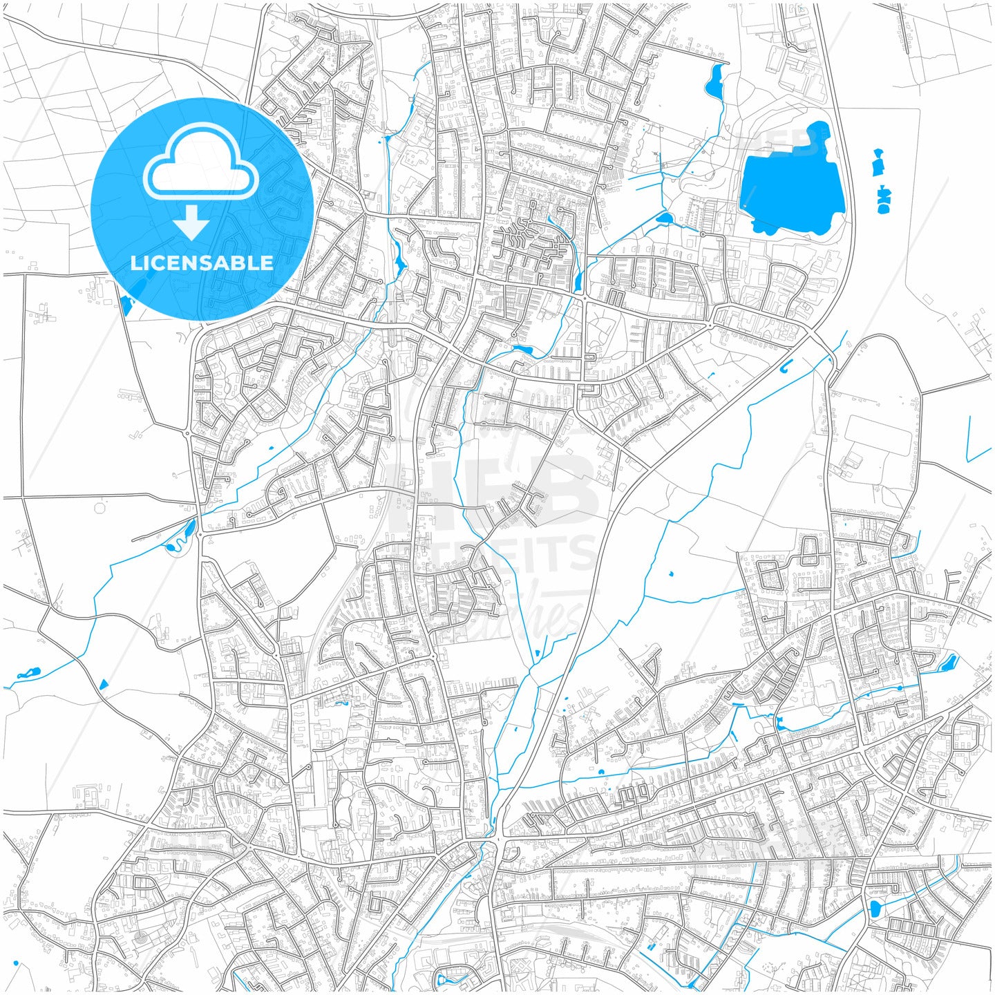 Norderstedt, Schleswig-Holstein, Germany, city map with high quality roads.