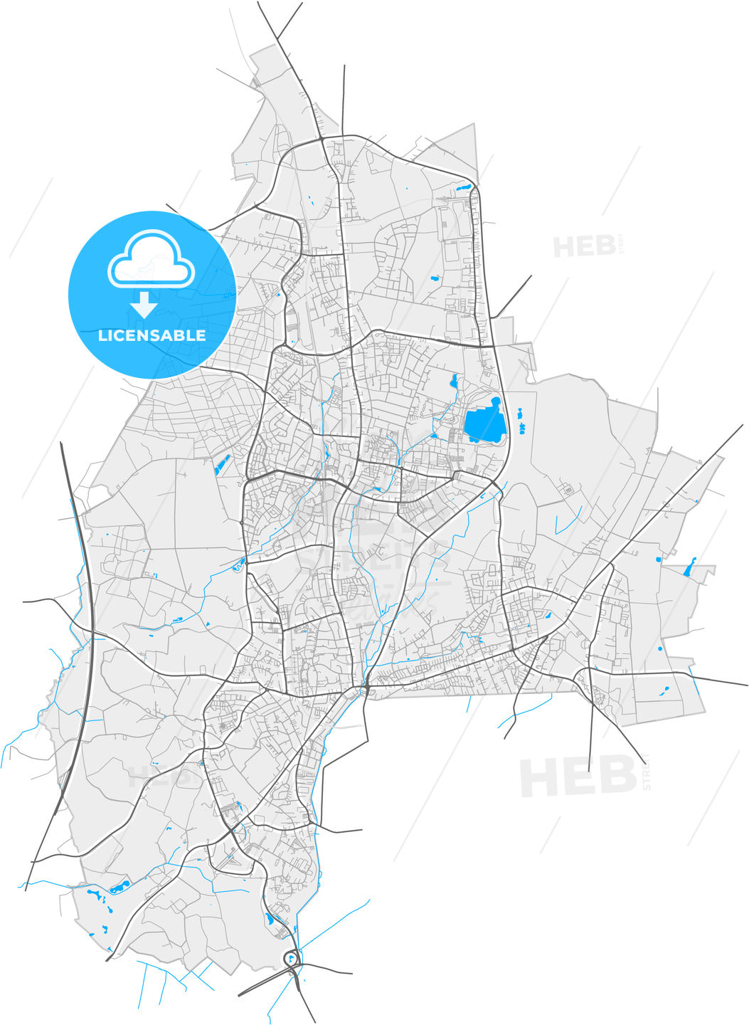 Norderstedt, Schleswig-Holstein, Germany, high quality vector map