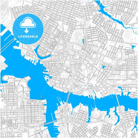 Norfolk, Virginia, United States, city map with high quality roads.