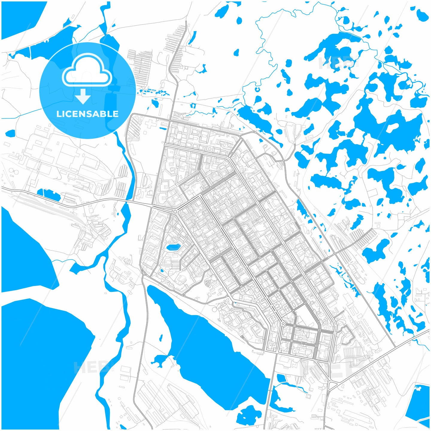 Norilsk, Krasnoyarsk Krai, Russia, city map with high quality roads.