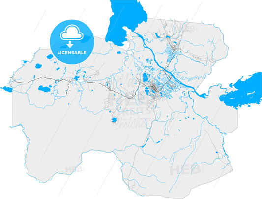 Norilsk, Krasnoyarsk Krai, Russia, high quality vector map