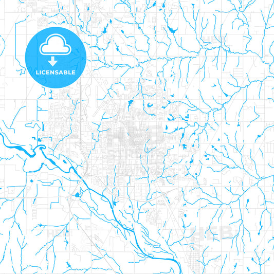 Norman, Oklahoma, United States, PDF vector map with water in focus