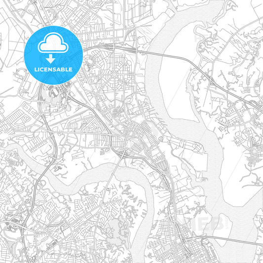 North Charleston, South Carolina, USA, bright outlined vector map