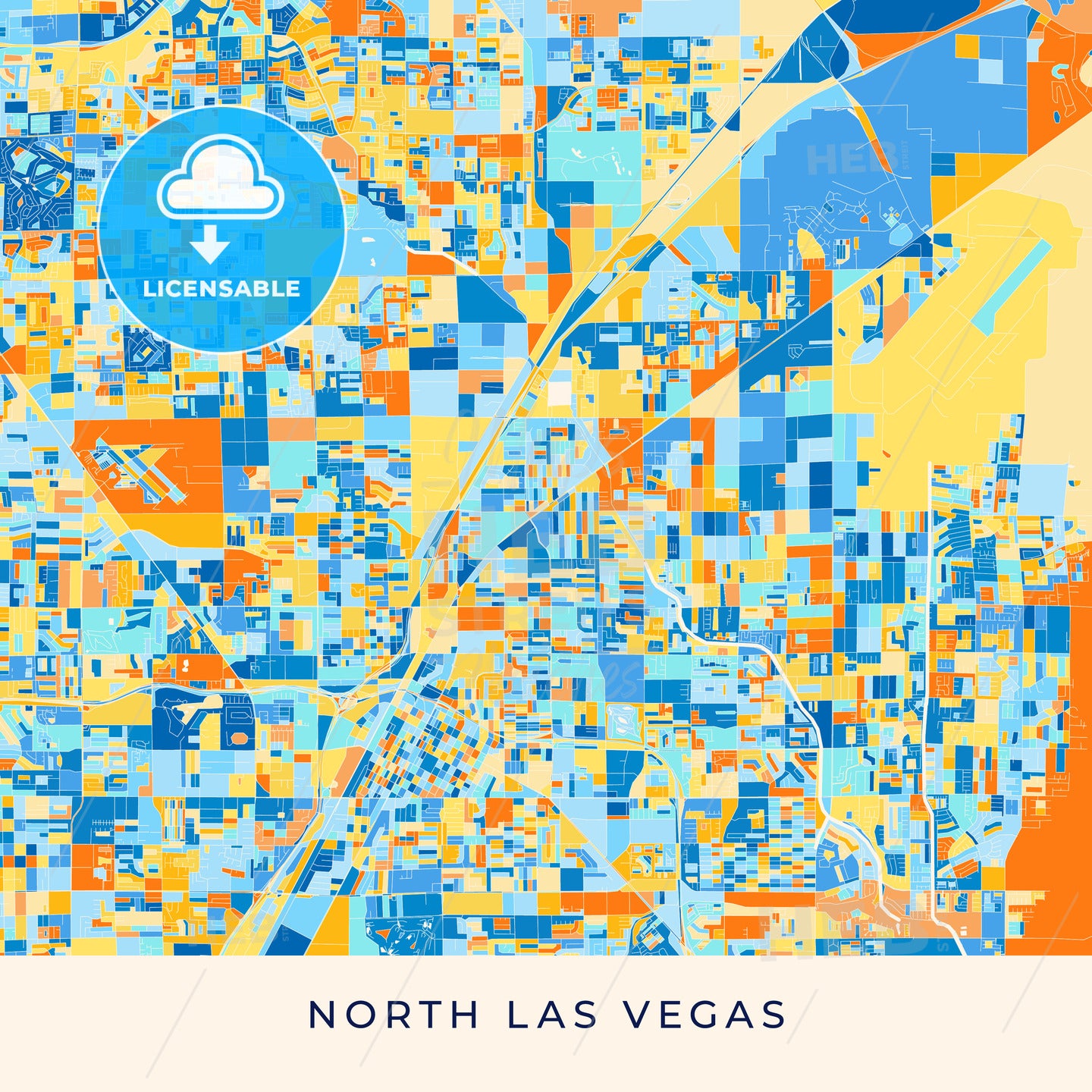 North Las Vegas colorful map poster template
