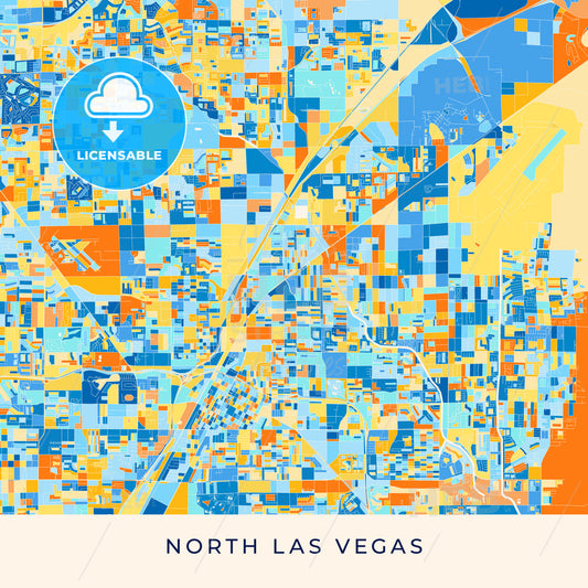 North Las Vegas colorful map poster template