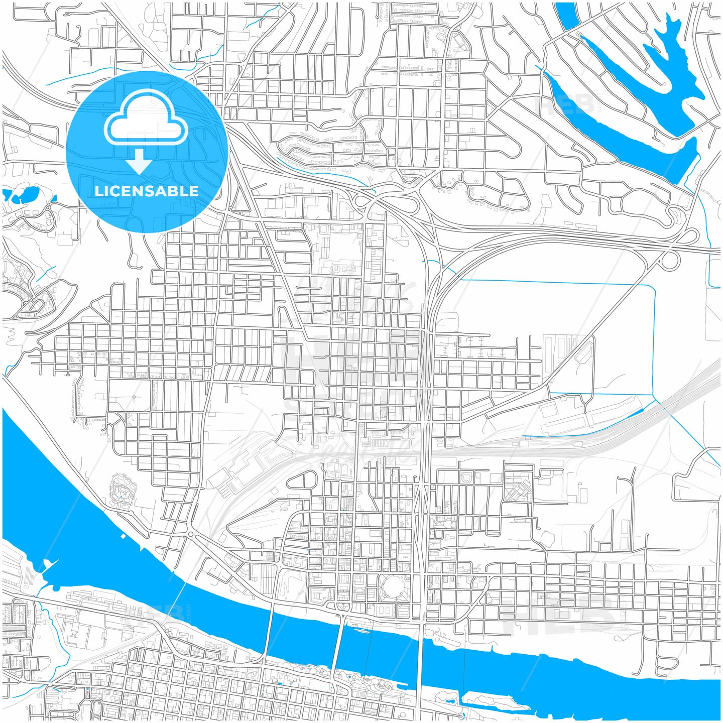 North Little Rock, Arkansas, United States, city map with high quality roads.