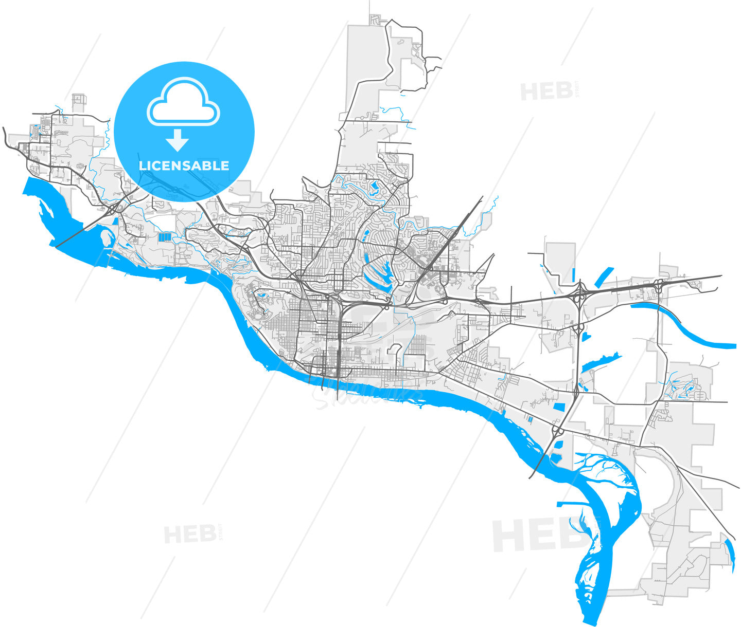 North Little Rock, Arkansas, United States, high quality vector map