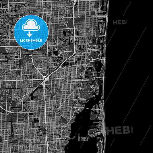 North Miami Beach, Florida - Area Map - Dark