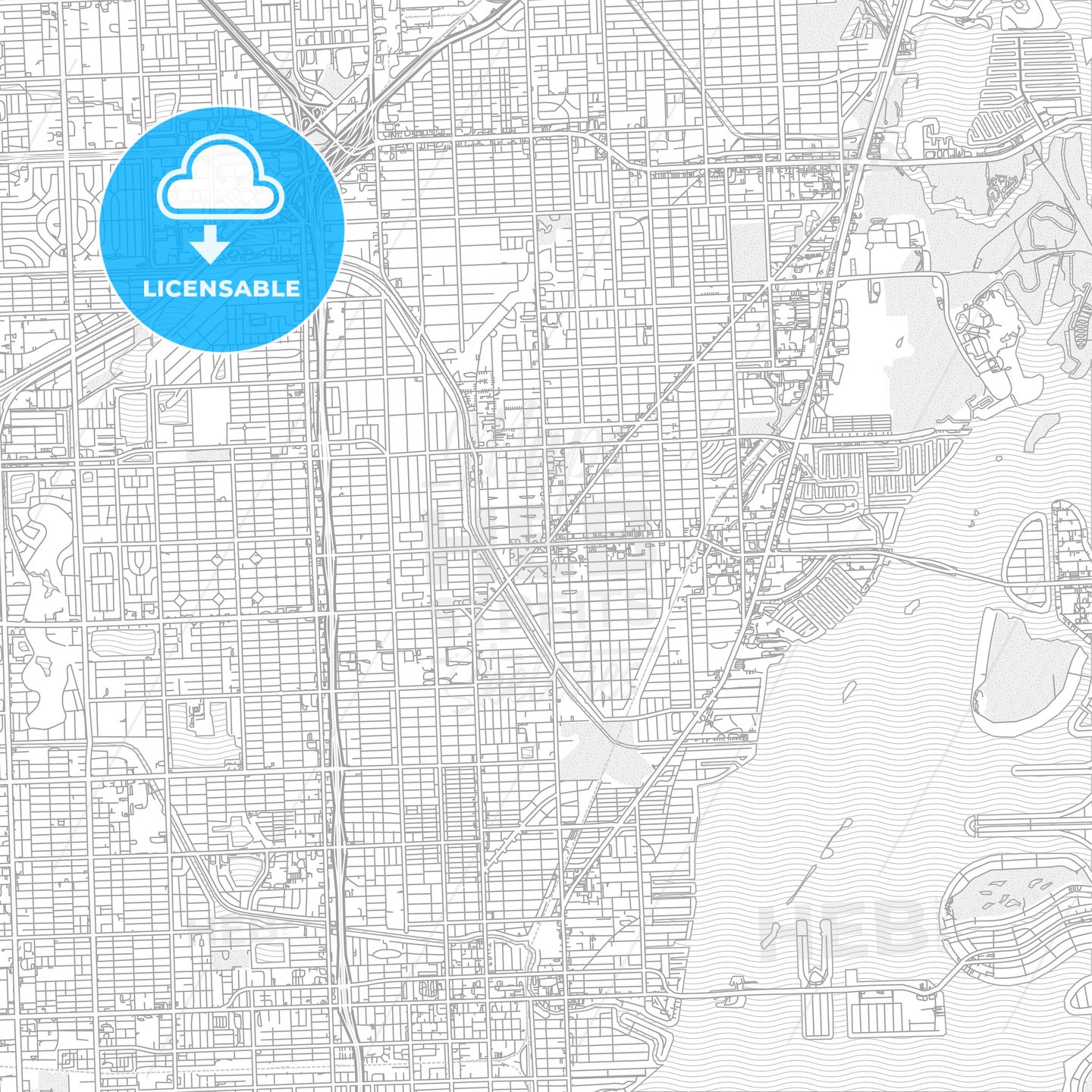 North Miami, Florida, USA, bright outlined vector map