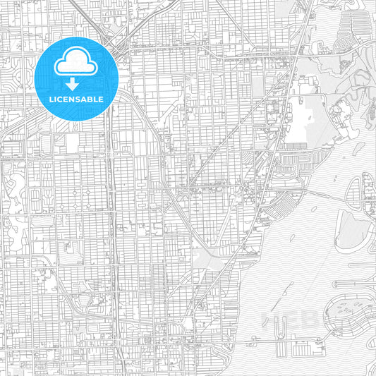 North Miami, Florida, USA, bright outlined vector map