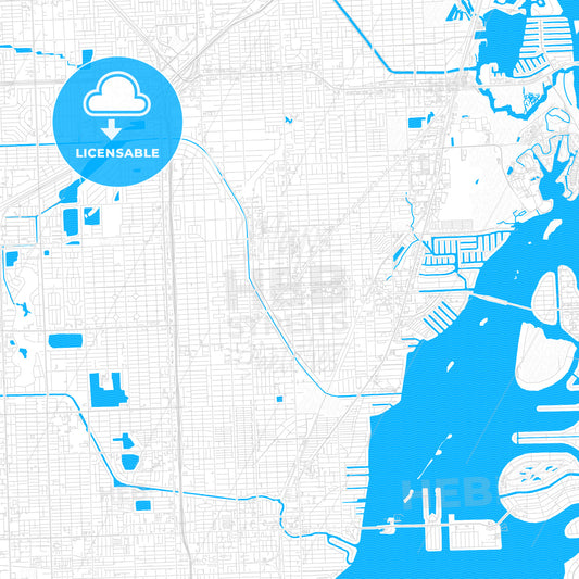 North Miami, Florida, United States, PDF vector map with water in focus