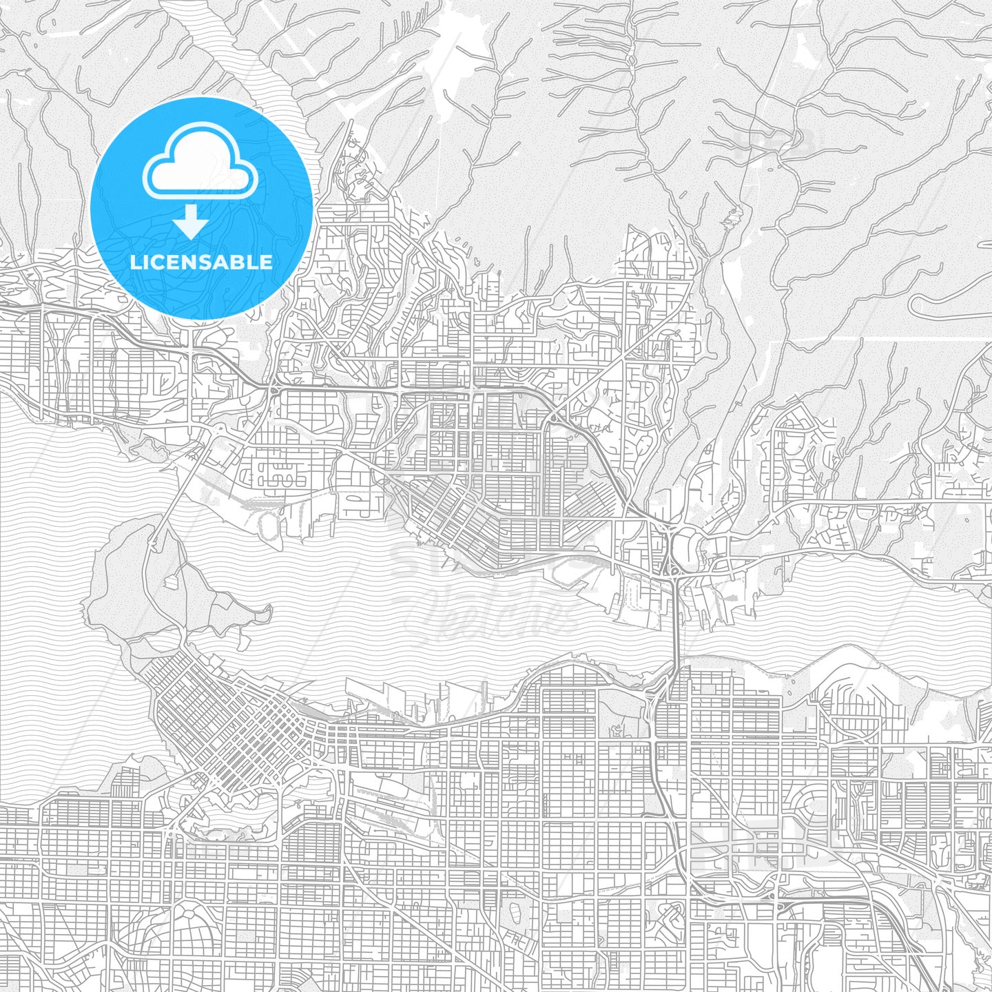 North Vancouver, British Columbia, Canada, bright outlined vector map