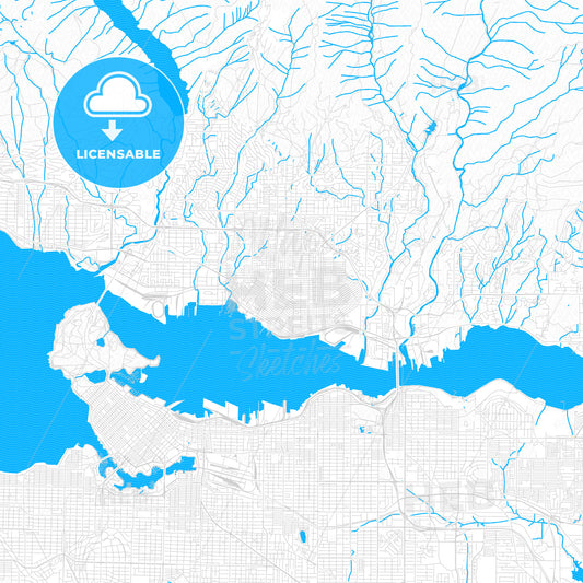North Vancouver, Canada PDF vector map with water in focus