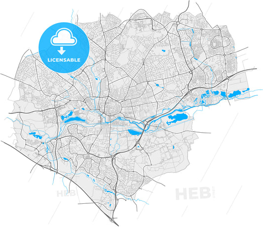 Northampton, East Midlands, England, high quality vector map