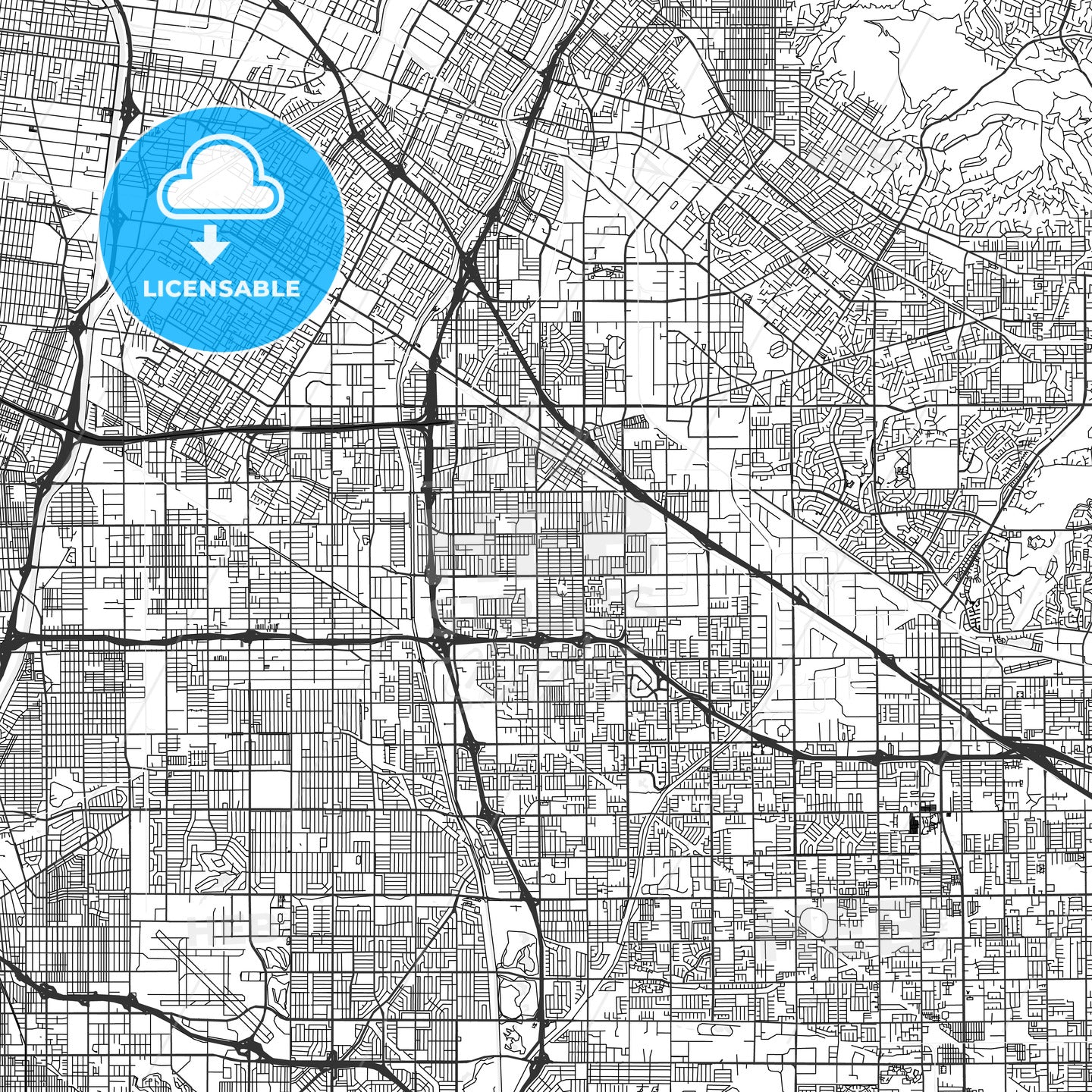 Norwalk, California - Area Map - Light