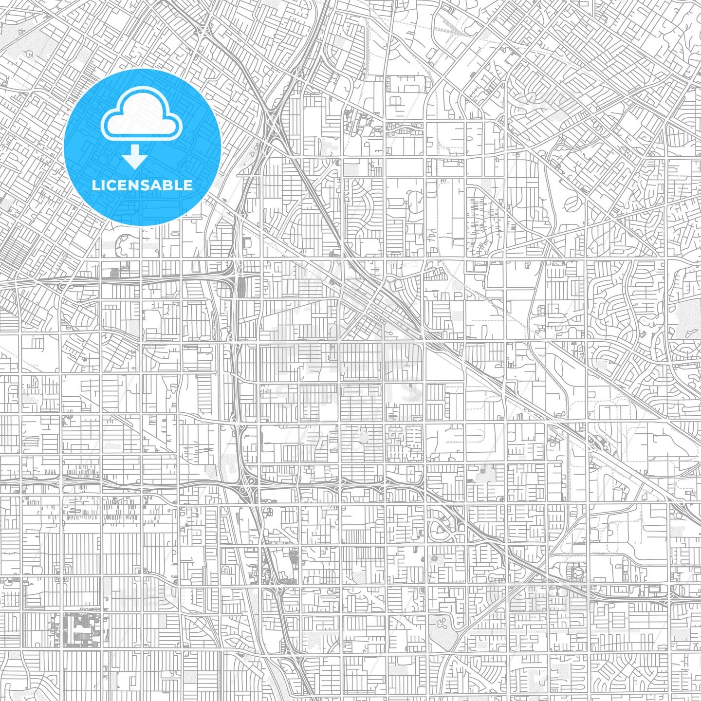 Norwalk, California, USA, bright outlined vector map