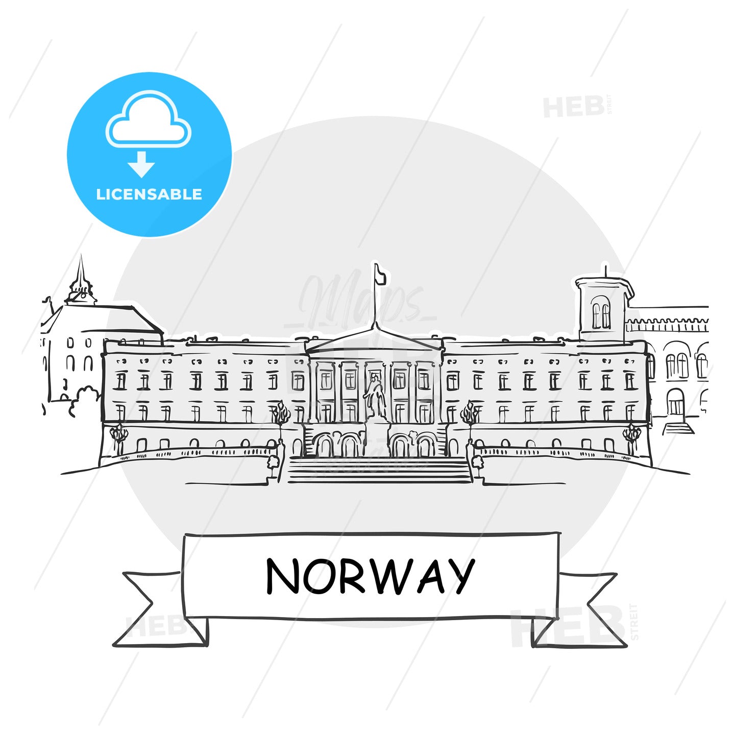 Norway hand-drawn urban vector sign – instant download