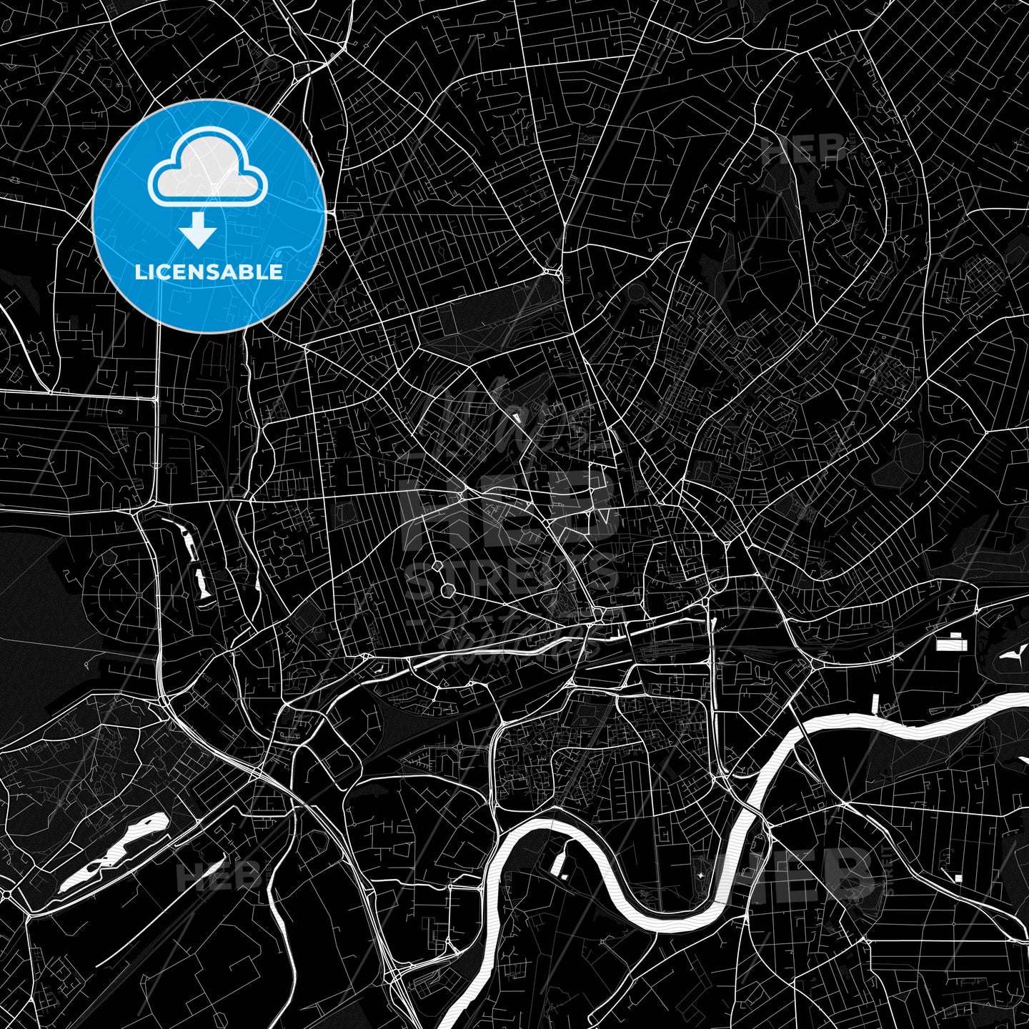 Nottingham, England Pdf Vector Map Black And White – HEBSTREITS