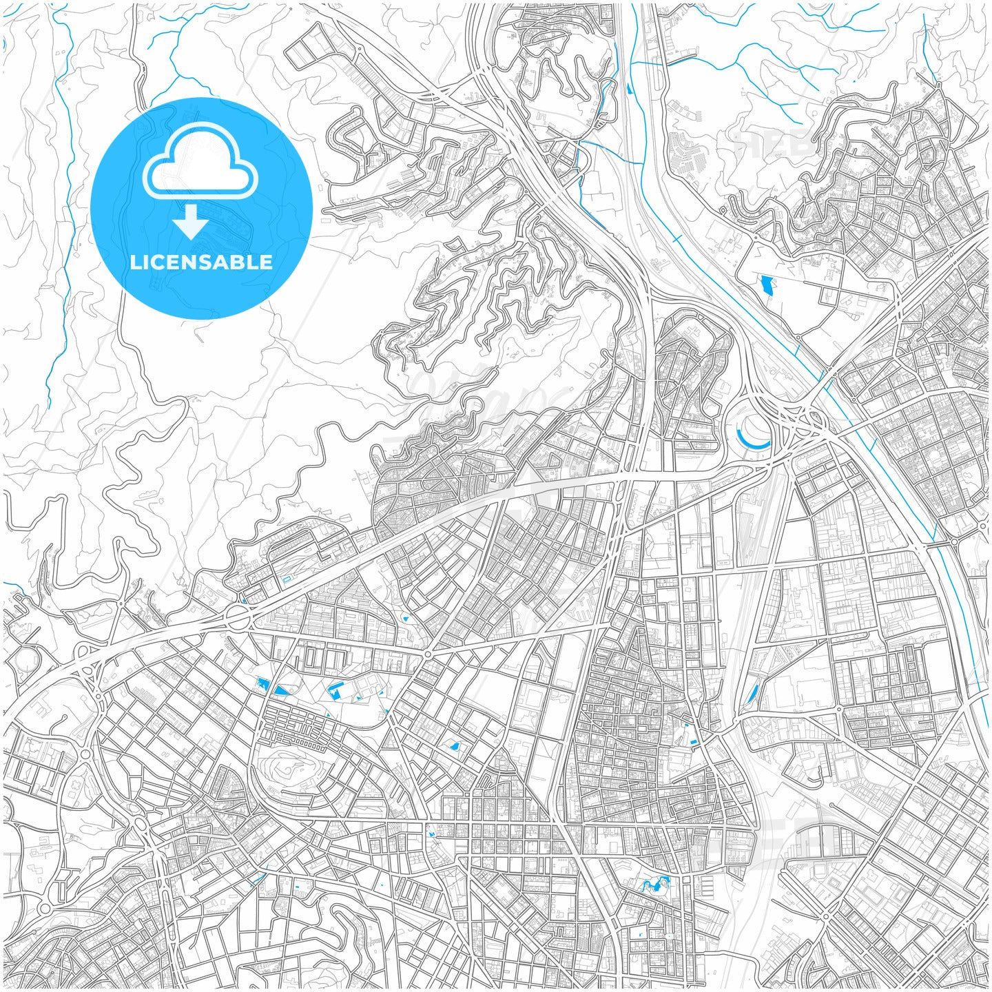 Nou Barris, Barcelona, Spain, city map with high quality roads.