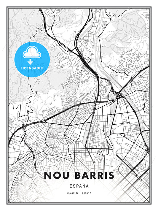 Nou Barris, Spain, Modern Print Template in Various Formats - HEBSTREITS Sketches