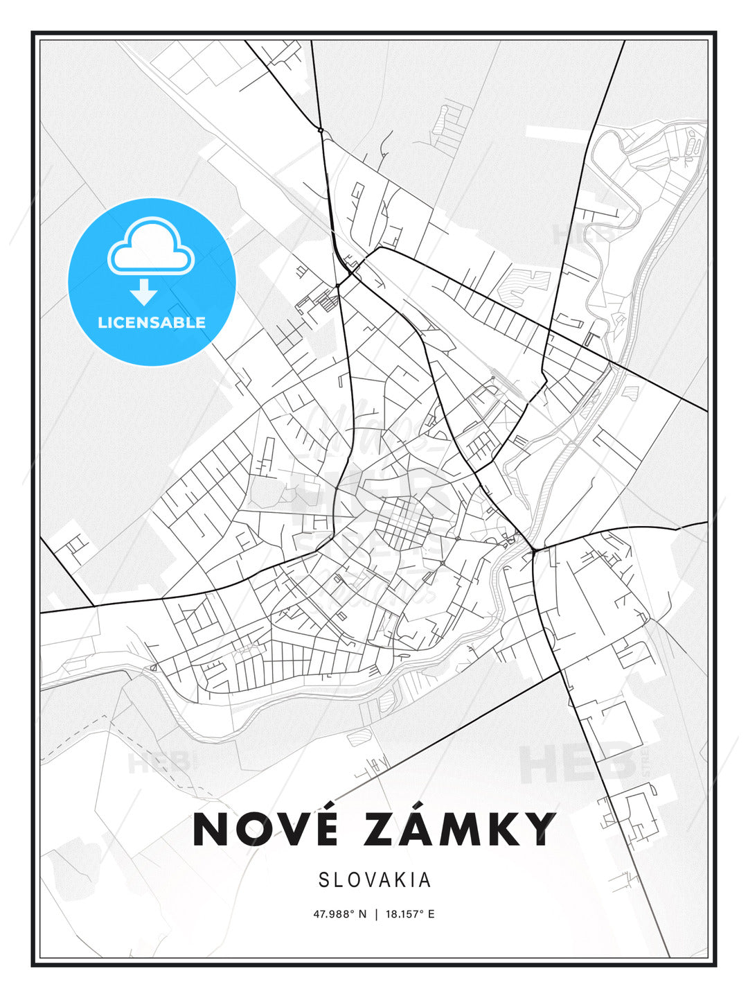 Nové Zámky, Slovakia, Modern Print Template in Various Formats - HEBSTREITS Sketches