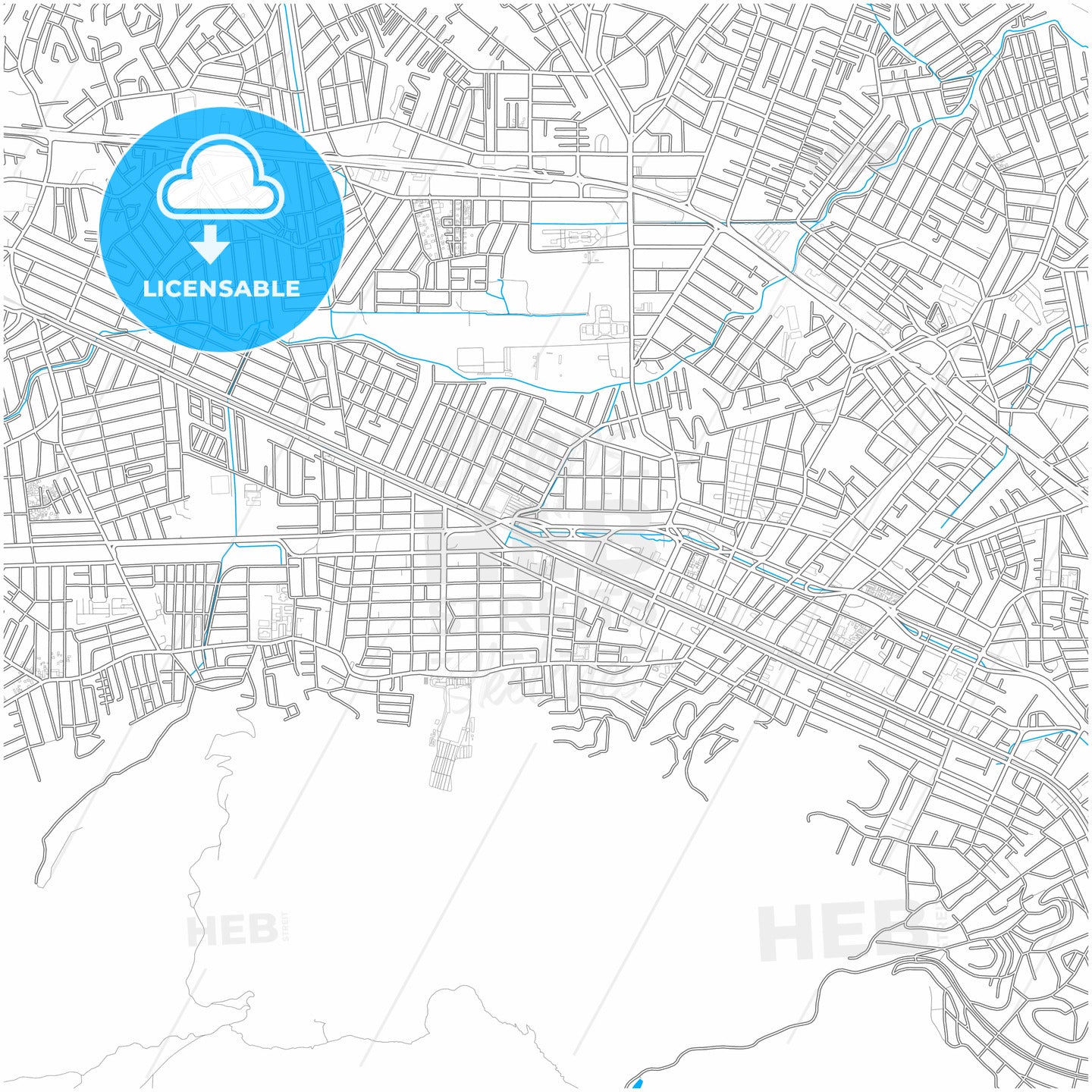 Nova Iguacu, Brazil, city map with high quality roads.