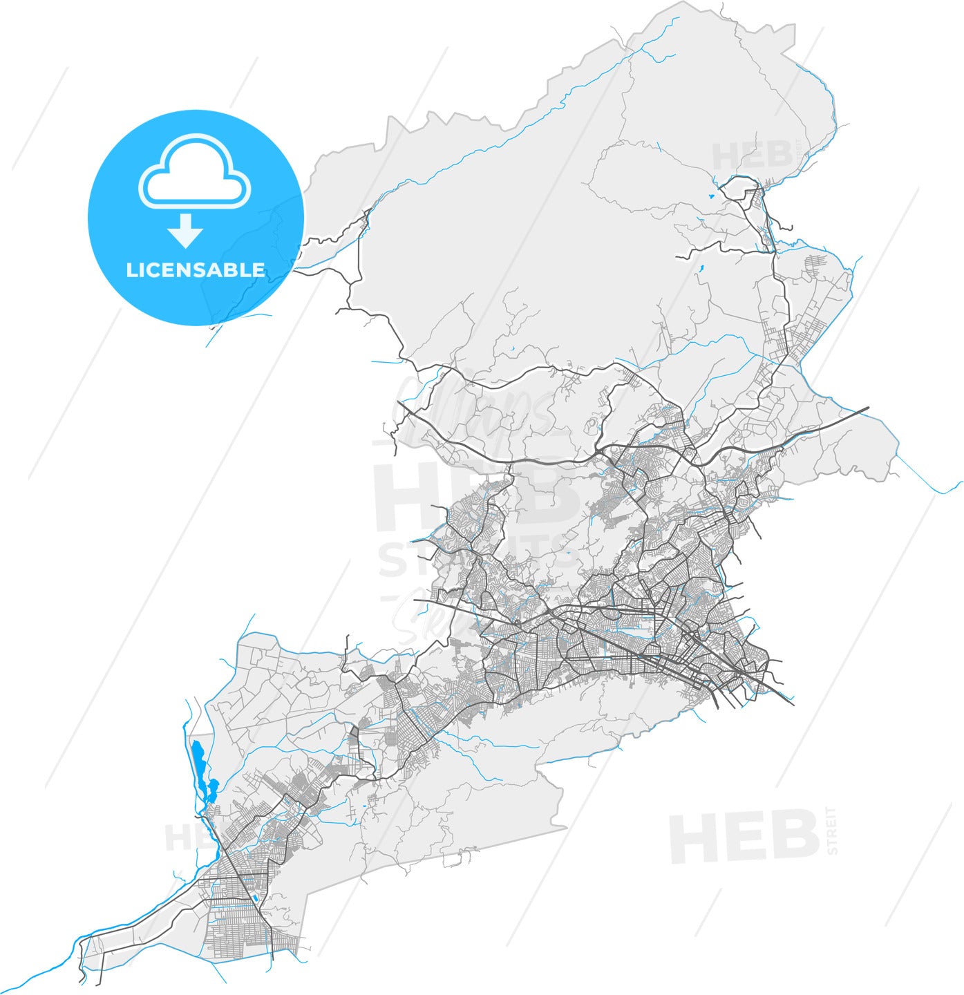 Nova Iguacu, Brazil, high quality vector map