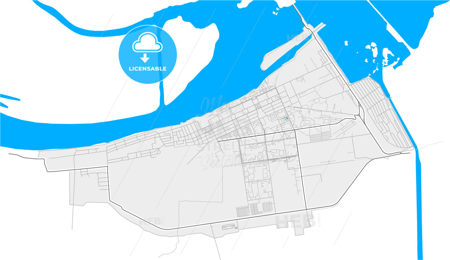 Nova Kakhovka, Kherson Oblast, Ukraine, high quality vector map