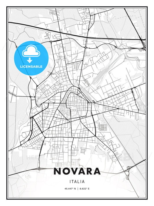 Novara, Italy, Modern Print Template in Various Formats - HEBSTREITS Sketches