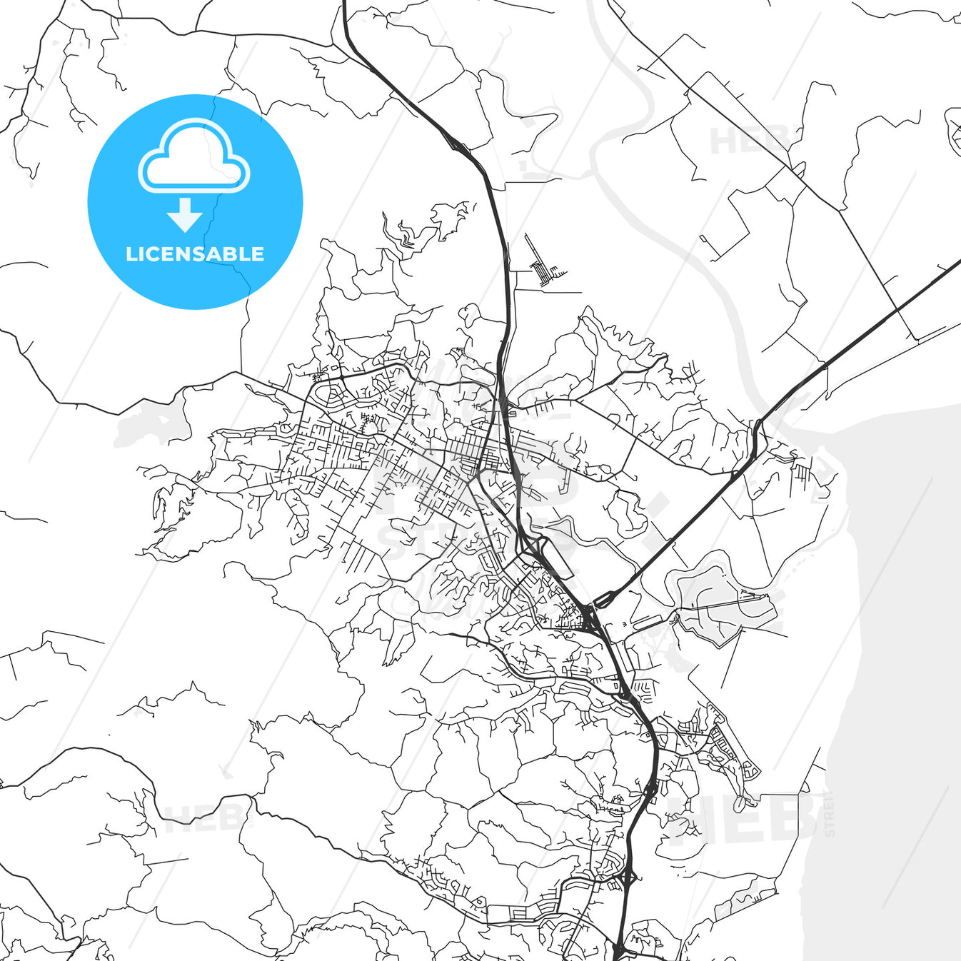 Novato, California Area Map Light HEBSTREITS