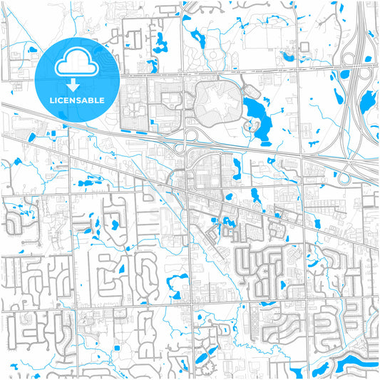 Novi, Michigan, United States, city map with high quality roads.