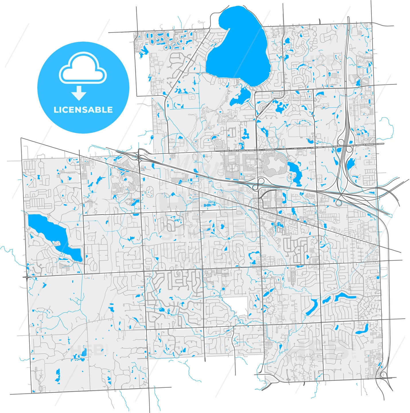 Novi, Michigan, United States, high quality vector map