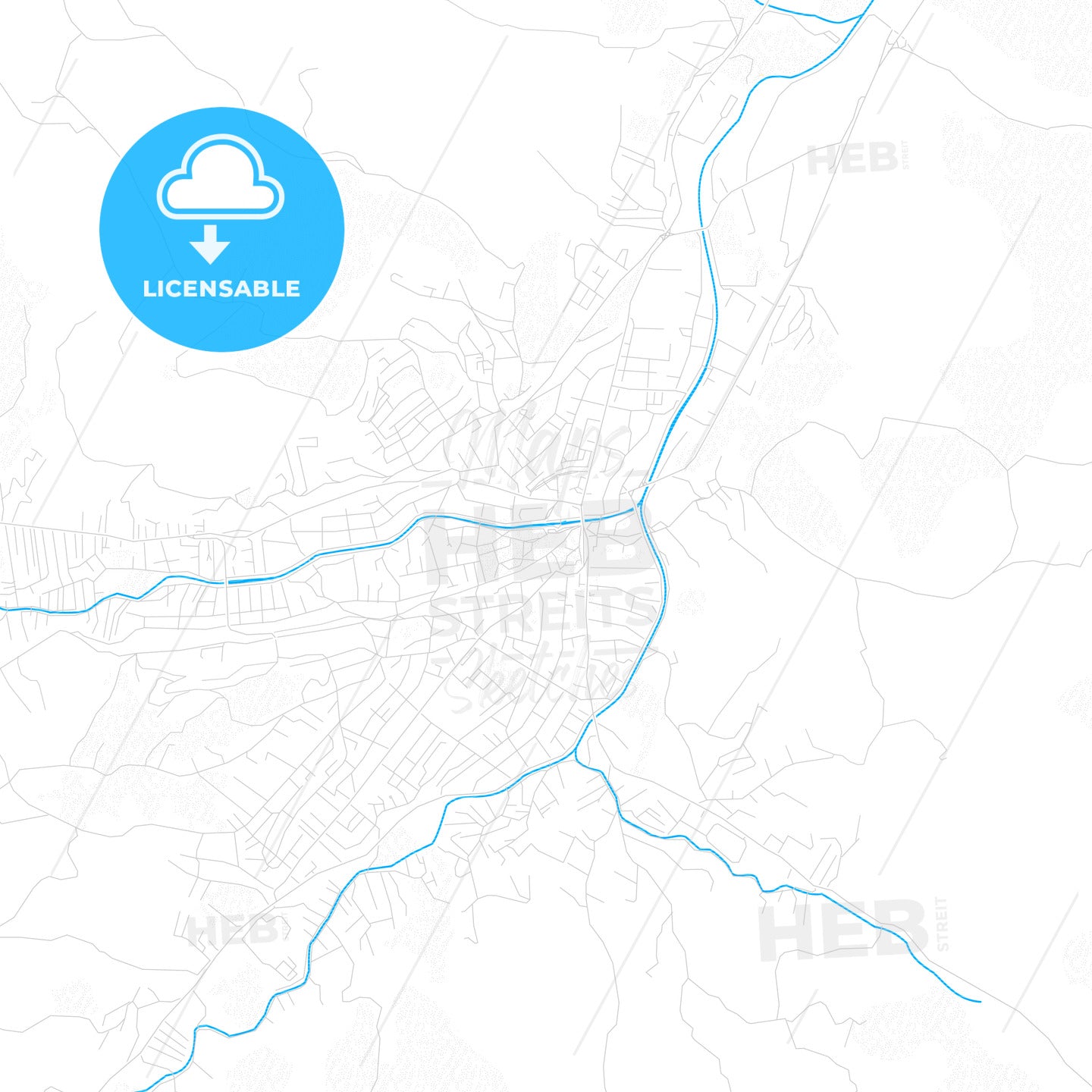 Novi Pazar, Serbia PDF vector map with water in focus