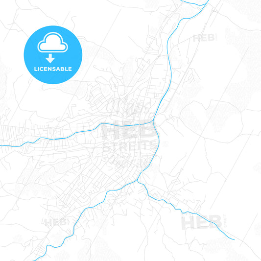 Novi Pazar, Serbia PDF vector map with water in focus