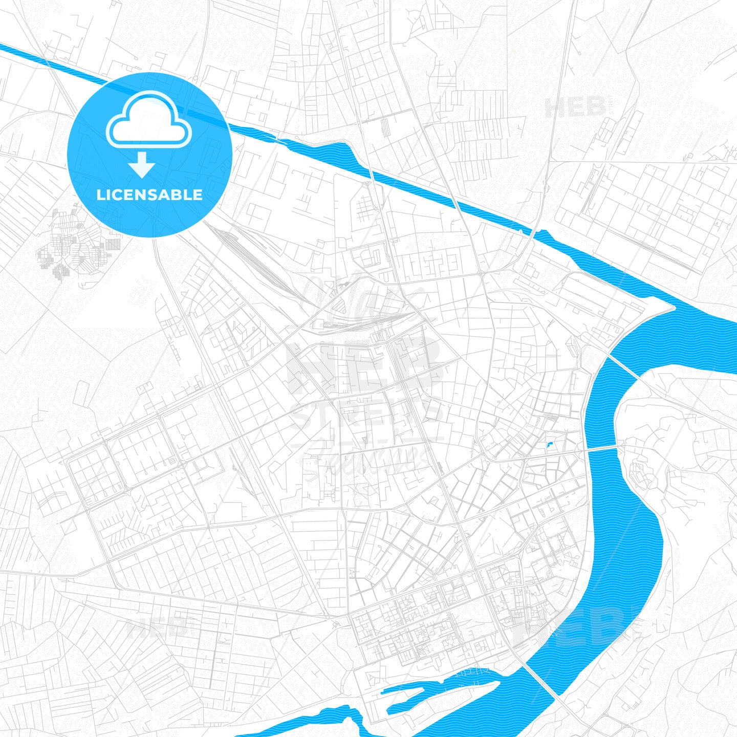 Novi Sad, Serbia PDF vector map with water in focus
