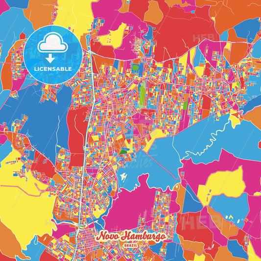Novo Hamburgo, Brazil Crazy Colorful Street Map Poster Template - HEBSTREITS Sketches