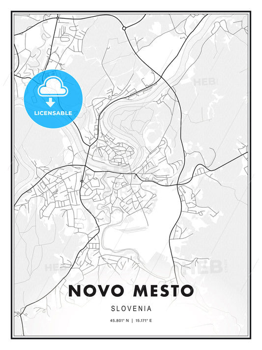 Novo Mesto, Slovenia, Modern Print Template in Various Formats - HEBSTREITS Sketches