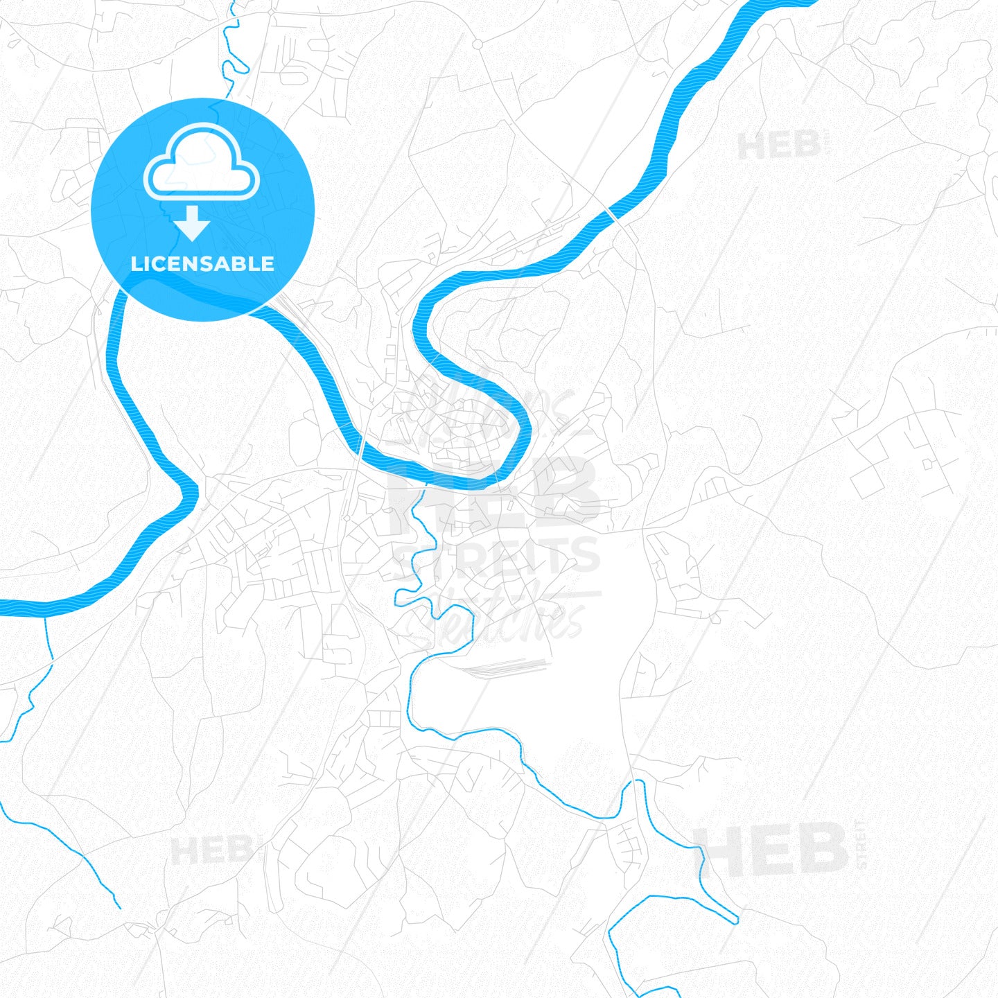 Novo Mesto, Slovenia PDF vector map with water in focus