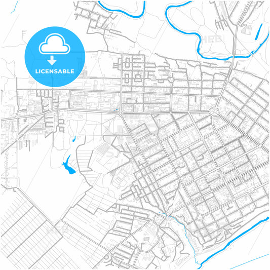 Novocherkassk, Rostov Oblast, Russia, city map with high quality roads.