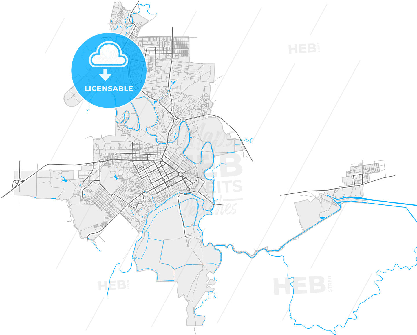 Novocherkassk, Rostov Oblast, Russia, high quality vector map