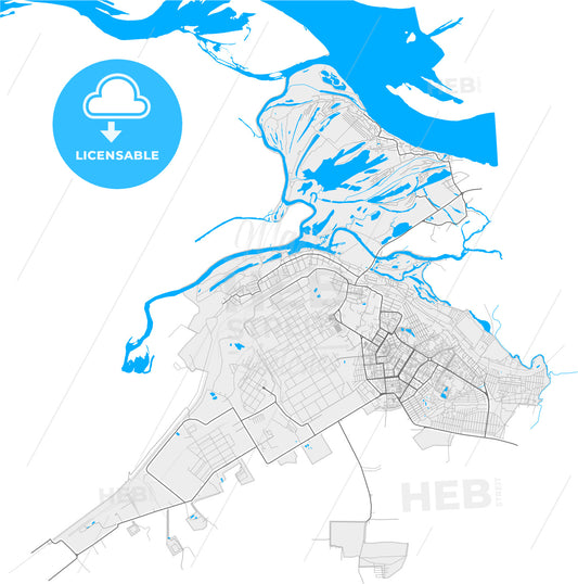 Novokuybyshevsk, Samara Oblast, Russia, high quality vector map