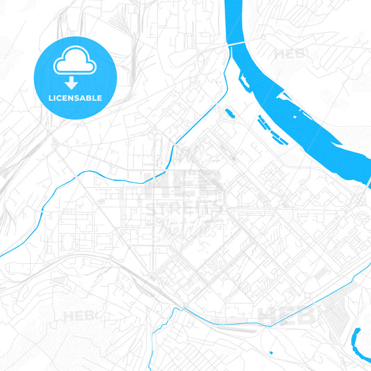 Novokuznetsk, Russia PDF vector map with water in focus